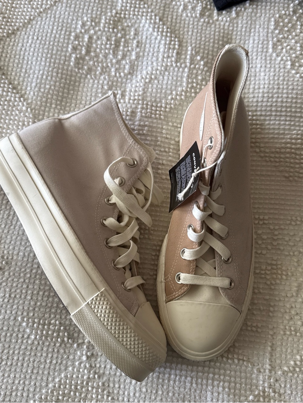 Converse High Top Sneakers two tone tan and beige size 10 - Picture 2 of 7